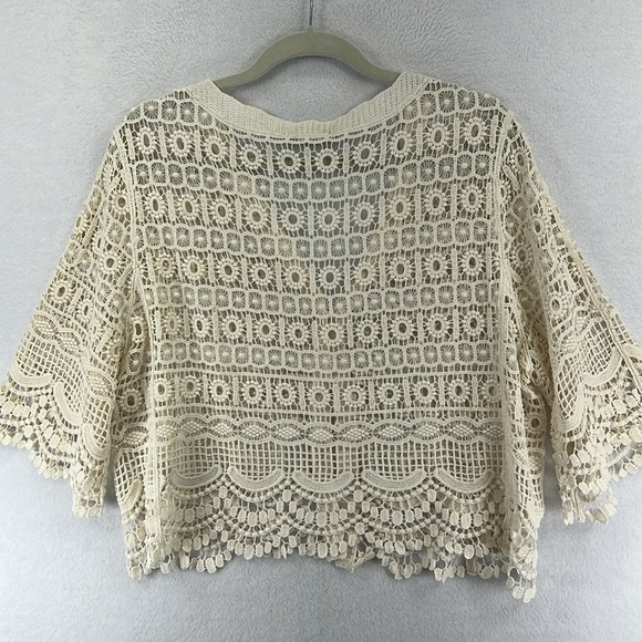 Liverpool Lace/Crochet Cardigan Size XL/1X Cream Beautiful Like New - Picture 3 of 11